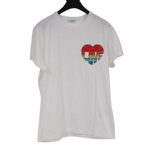 Valentino Mens Love Rockstud Heart T Shirt Size Medium White Rainbow 100% Cotton